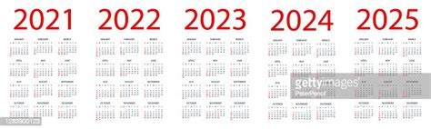 Calendar 2021 2022 2023 2024 2025 Symple Layout Illustration Week