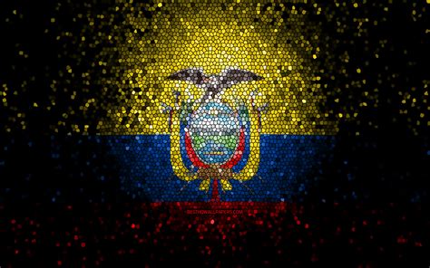 Download Wallpapers Ecuador Flag Mosaic Art South American Countries