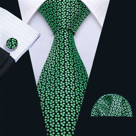 Barry Wang Designer Green Dot Wedding Tie Set 100 Silk Fashion Neck Ties For Men T Wedding