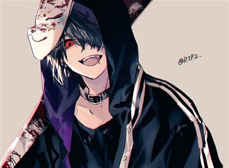 Anime Animeboy Goth Gothicstyle Redeyes Laughing Dark Aesthetic Anime