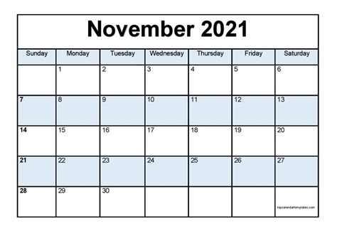 Select the orientation, year, paper size, the number of calendars per page, etc. November 2021 Printable Calendar - Monthly Templates