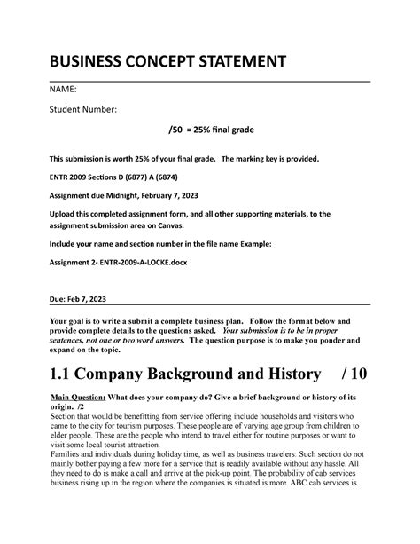 Assignment2 W23 Sectionsda Business Concept Statement Name