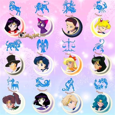 Sailor Soldier S Zodiac Signs Sailor Moon Tattoo Moon Zodiac Zodiac Moon Sign