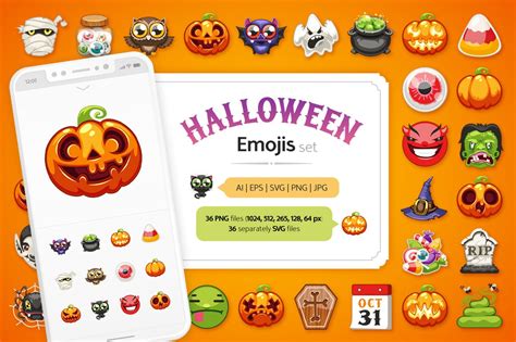 Halloween Emojis Set Pre Designed Photoshop Graphics ~ Creative Market