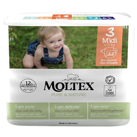 Moltex Pure And Nature Disposable Nappies Midi Size 3 Pack Of 33