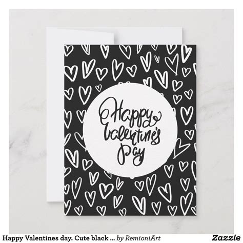 Happy Valentines Day Cute Black And White Hearts Holiday Card Zazzle