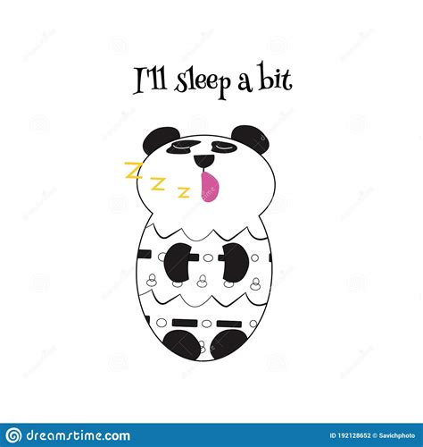 Funny Kawaii Sleeping Panda With Patterns On The Belly On A White