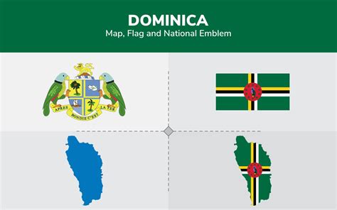Dominica Map Flag And National Emblem Illustration