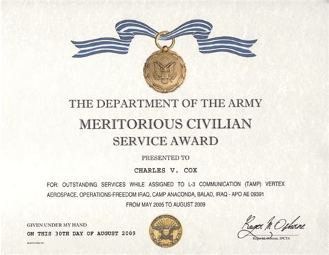 Army Meritorious Civilian Service Award