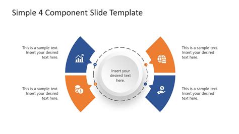 Simple 4 Component Slide Template With Core Element For Powerpoint