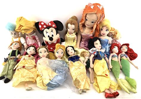 lot lot of 15 assorted disney plush dolls