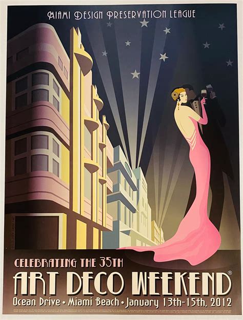 2012 Art Deco Weekend Poster Celebrating The 35th Art Deco Weekend