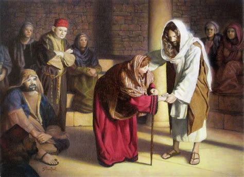 Jesus Heals The Bent Woman Painting By Js Humfleet Saatchi Art