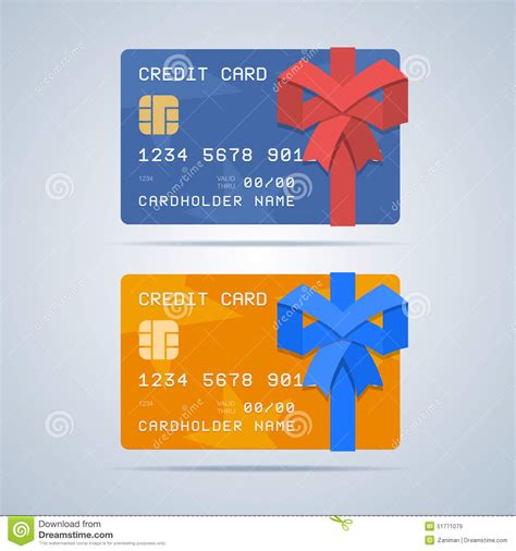 Wrapped T Credit Card With Ribbon In Flat Style Stock Vector