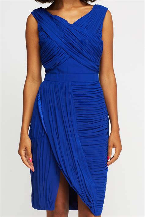 Royal Blue Ruched Wrap Dress Just 5