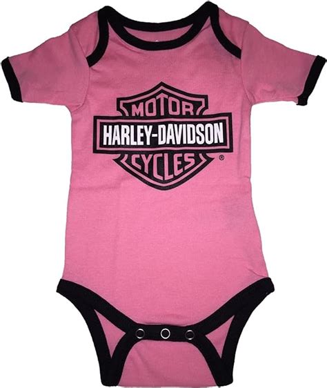 Harley Davidson Baby Girls Classic Logo Pinkblack Romper