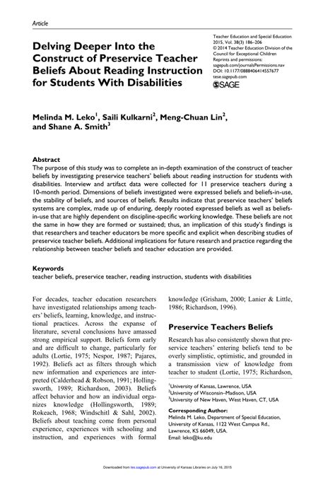 Pdf Delving Deeper Into The Construct Of Preservice Teacher Beliefs