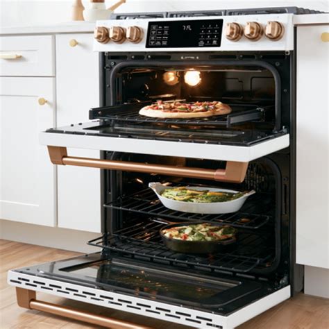 Cafe 70 Cu Ft Slide In Double Oven Dual Fuel Range With Self Clean