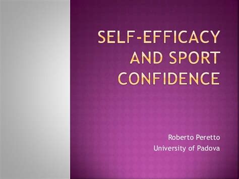 Self Efficacy And Sport Confidence