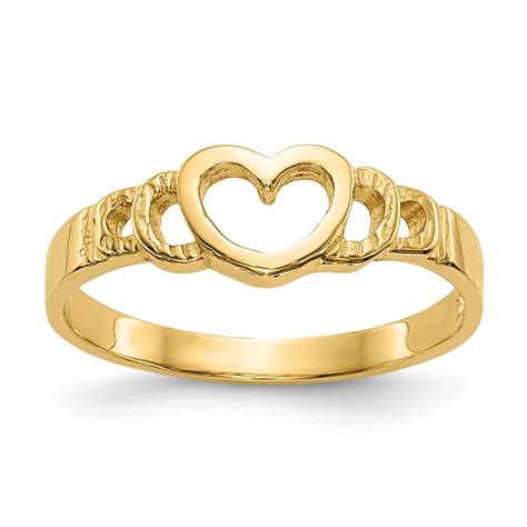 Jewelryweb 14k Yellow Gold Heart Baby Ring 10 Grams Size 225