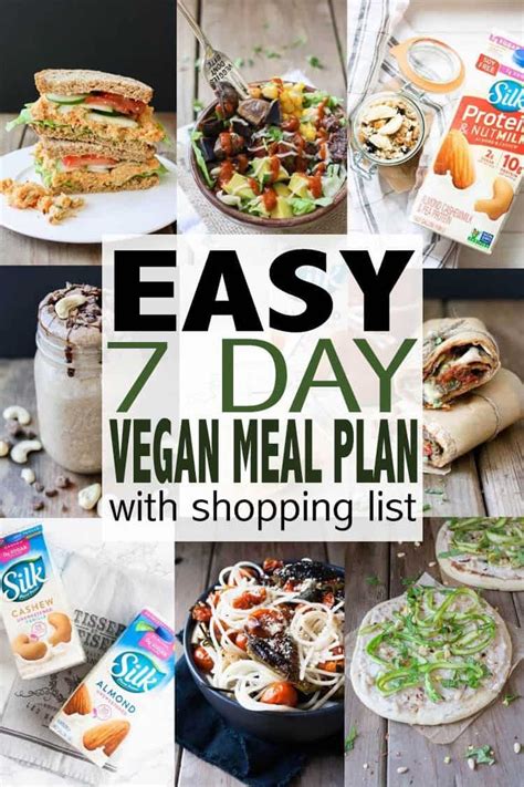 Easy 7 Day Vegan Meal Plan With Shopping List Vegan Meal Plans Vegan