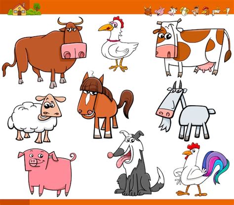 Animals On Farm Lamb Piglet Cow And Sheep Goat Vector