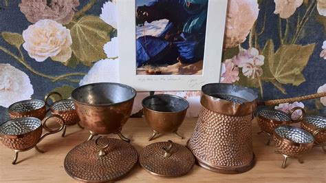 Vintage Copper Turkish Coffee Set Pot Cups Bowls Etsy