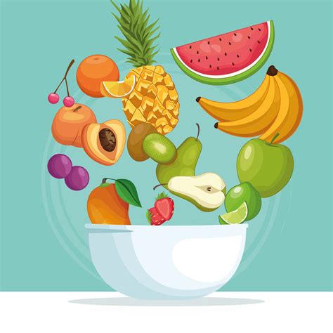 Fruit Bowl With Fruit In The Air 688181 Vector Art At Vecteezy