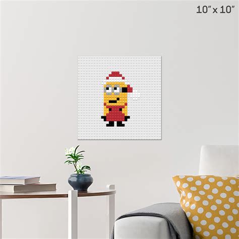 Christmas Minion Pixel Art Wall Poster Build Your Own With Bricks Brik