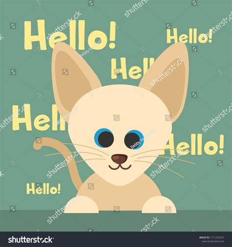 Cat Saying Hello Illustration Stock Vector Royalty Free 1111232297