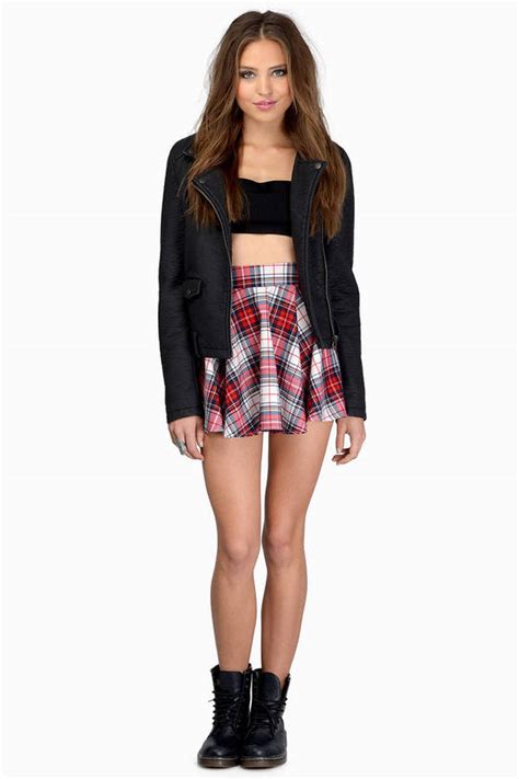 Red Skirt Back To School Skirt Red Plaid Skater Skirt 48 Tobi Us