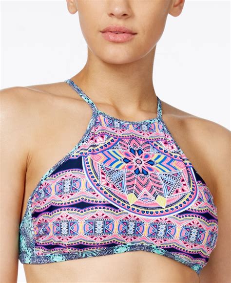 Jessica Simpson Mojave Tribal Print Halter Cropped Bikini Top