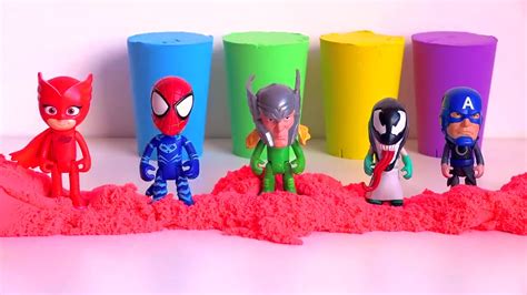 Learn Colors With Pj Masks Kinetic Sand Beads Cups Pj Masks Wrong