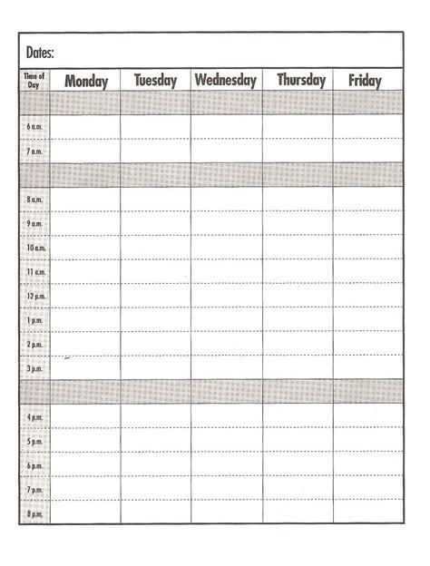 Weekly Schedule Template Printable Free Template Ideas