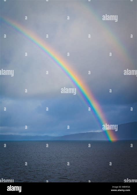 Double Rainbow Over The Norwegian Sea Stock Photo Alamy