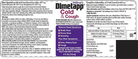 Childrens Dimetapp Cold And Cough Liquid Richmond Division Of Wyeth