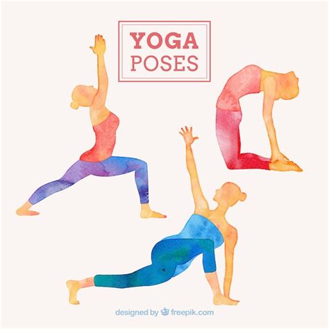 Free Vector Hand Painted Woman Doing Yoga Poses Set