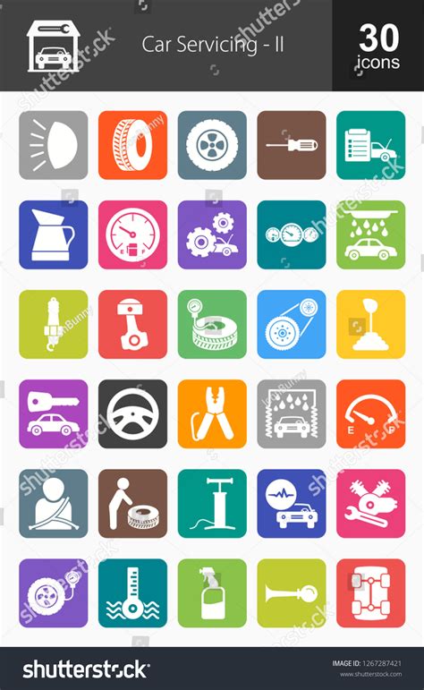 Car Servicing Filled Icons Royalty Free Stock Vector 1267287421
