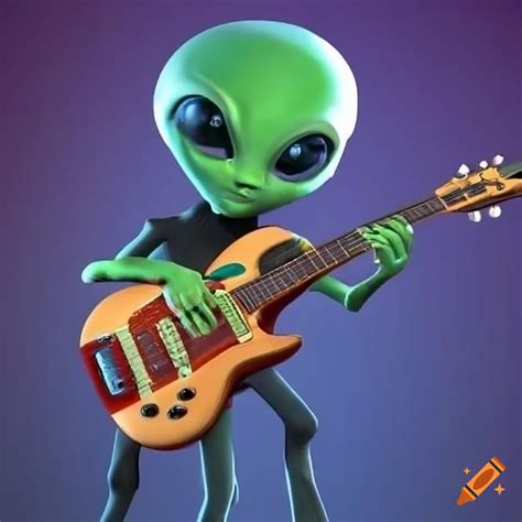 Alien Playing Guitar In 3d Disney Style On Craiyon