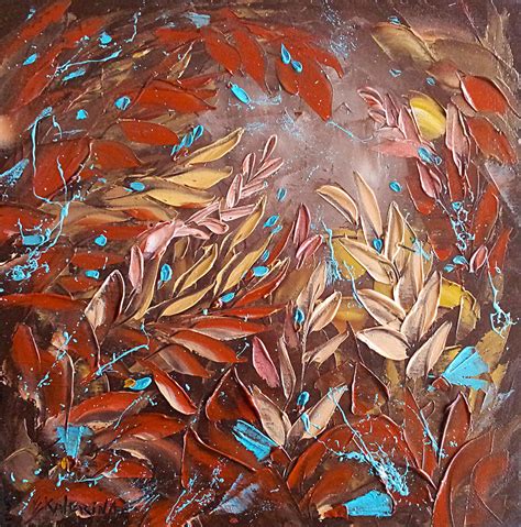 Chocolate And Turquoise Abstract Art Oil Painting By Ekaterina Chernova