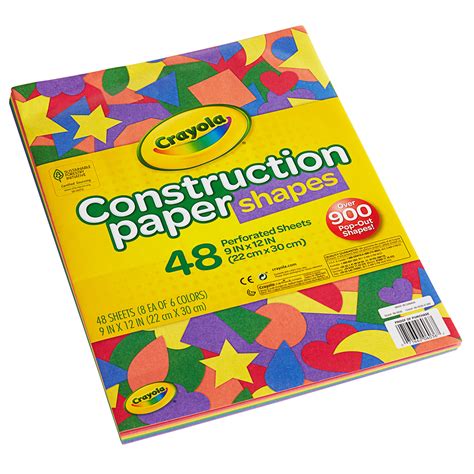 Crayola 990036 9 X 12 6 Assorted Color Construction Paper Shapes 48
