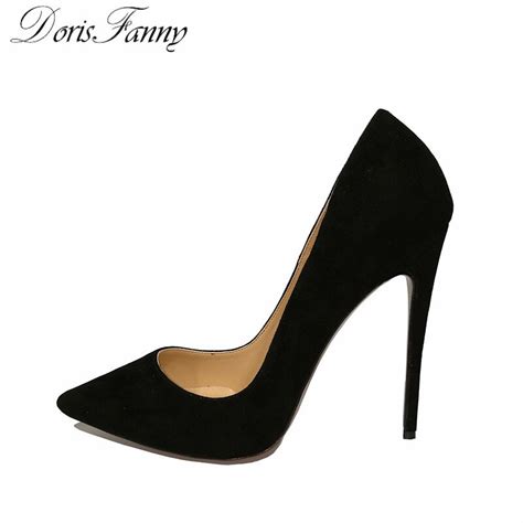 Free Shipping Dorisfanny Suede Leather Footwear Women Pumps For Wedding Pointed Orange Sexy High