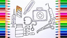How to Draw Medical Doctor Kit for Kids | Coloring Pages Medicines ...