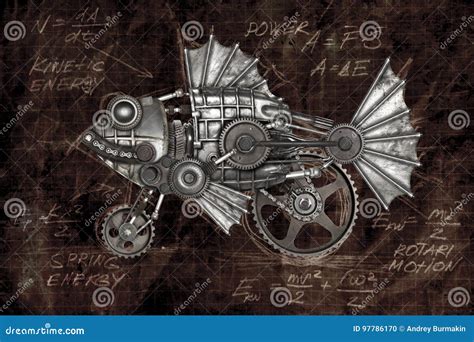 Steampunk Style Fish Mechanical Animal Photo Compilation Stock Photo