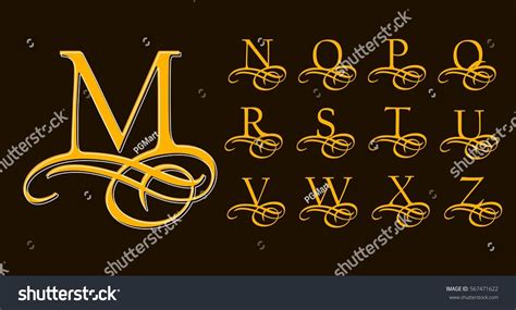 Vintage Set 2 Calligraphic Capital Letters Stock Vector Royalty Free