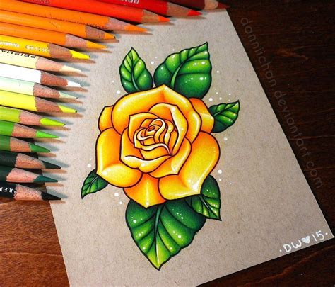 Yellow Rose Commission By Danniichan Rose Drawing Roses Drawing