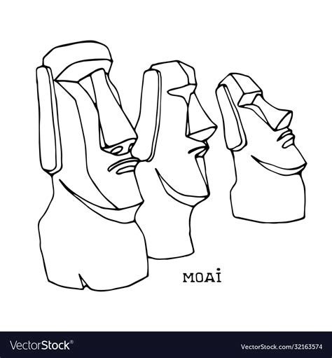 Group Stone Statues From Easter Island Moai Vector Image