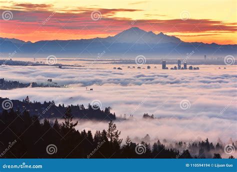 Vancouver Foggy Sunrise Stock Photo Image Of Vancouver 110594194