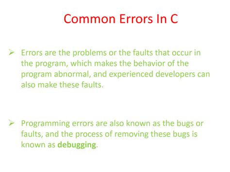 Solution Common Errors In C Studypool