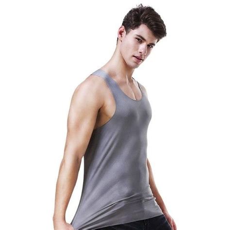 Ice Silk Men Male Tank Tops Undershirts Comfy Fitness Elastic Basic O